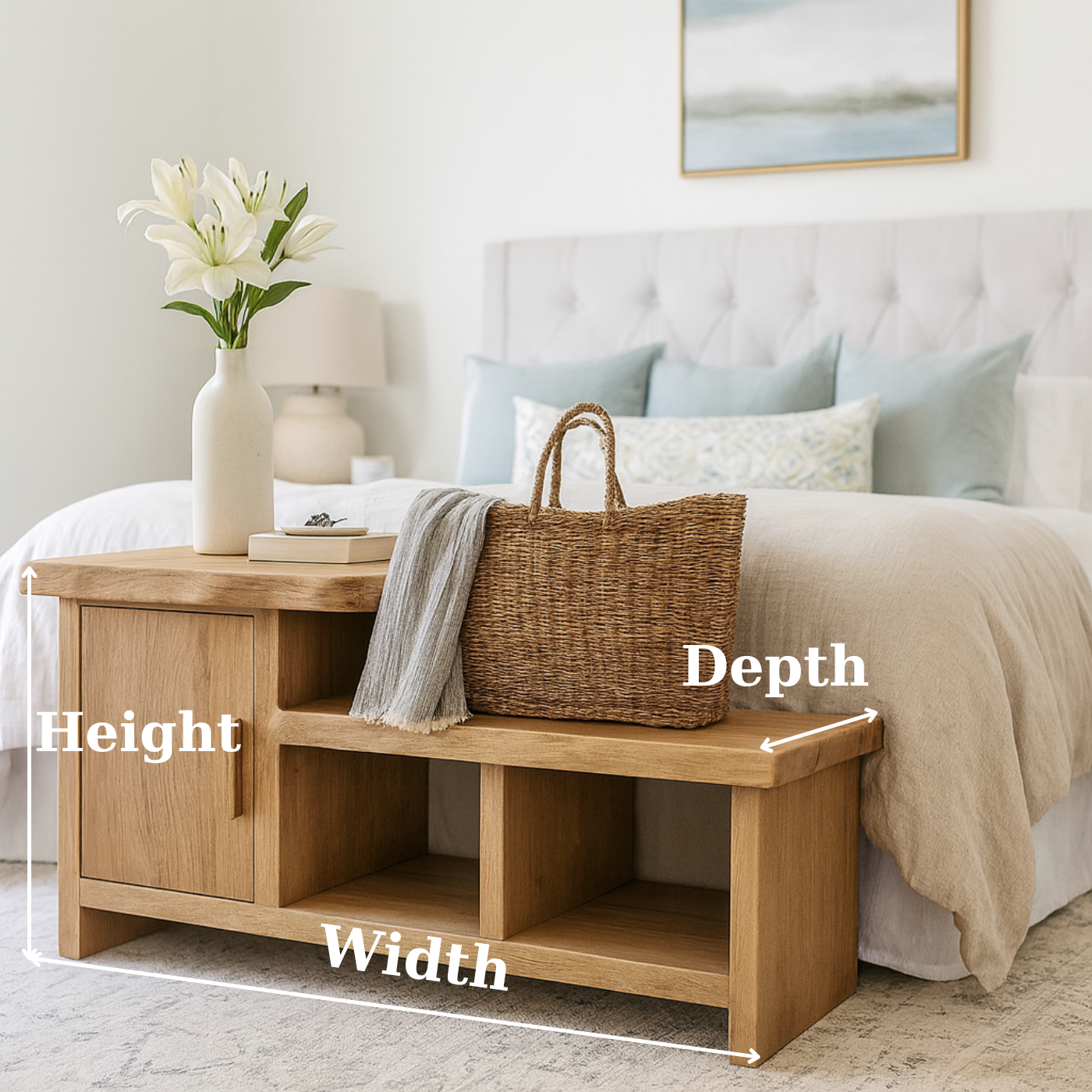 Handcrafted Solid Wood Bench – Modern Organic Seating with Versatile Storage