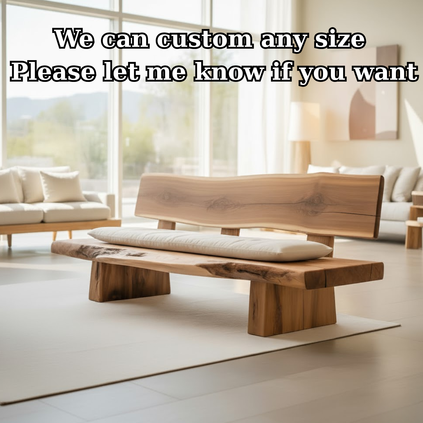 Handcrafted Solid Wood Sofa – Rustic Live Edge Bench-Style Couch with Minimalist Natural Design