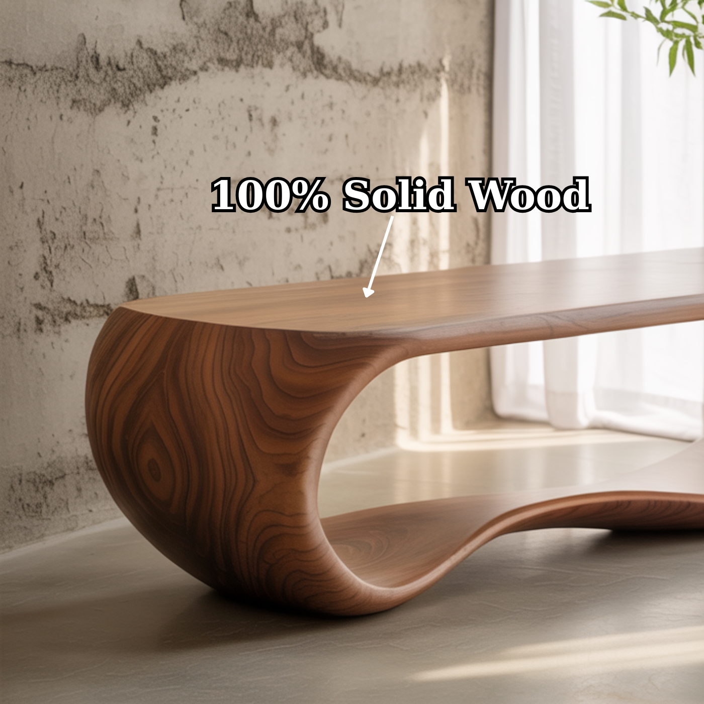 Handcrafted Solid Wood Bench – Sculptural Modern Walnut Wave Table